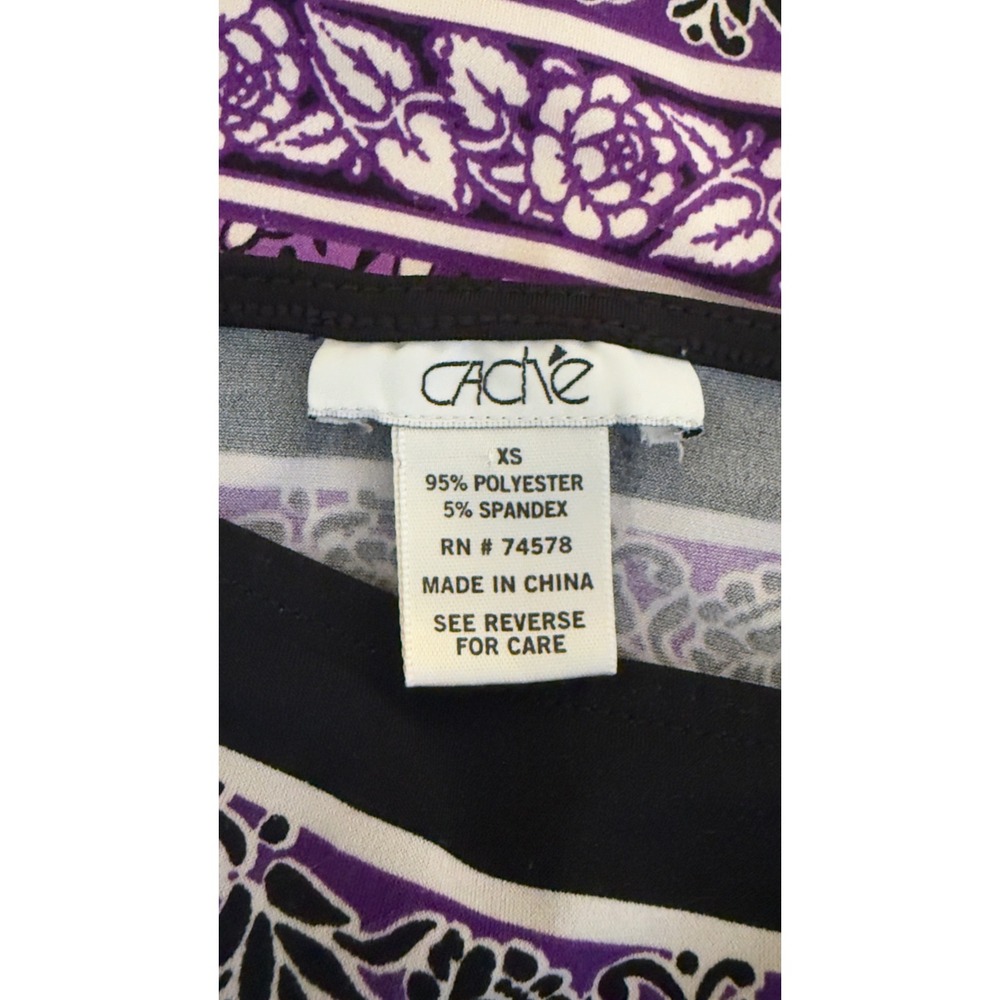 Vintage Y2K Cache Purple Paisley Medallion Boat Neck Dolman Sleeve Top Size XS - Picture 6 of 9
